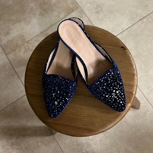 J Crew sparkle velvet mules